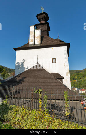 Banska Stiavnica townscape avec tour de cognement de thé ou au premier plan, la Slovaquie. Banque D'Images