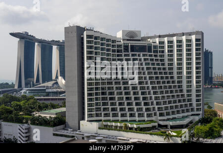 L'hôtel Mandarin Oriental à Marina Bay, Singapour. Banque D'Images