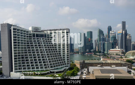 L'hôtel Mandarin Oriental à Marina Bay, Singapour. Banque D'Images