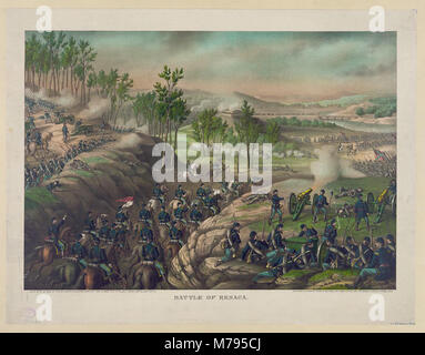Cette image représente la bataille de Resaca, livrée entre le 13 et le 16 mai 1864, pendant la guerre de Sécession. C'est un conflit crucial entre les forces de l'Union et confédérées en Géorgie. Banque D'Images