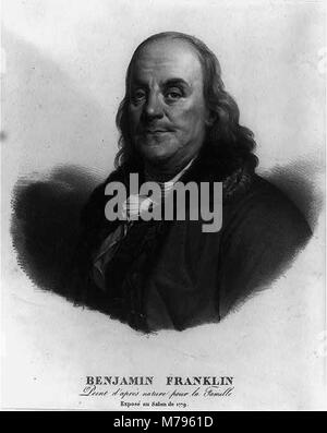 Ce tableau de Benjamin Franklin, créé de vie pour sa famille, a été exposé au salon de 1779. Il reflète le statut de Franklin en tant que figure clé de l’histoire américaine et mondiale au XVIIIe siècle. Banque D'Images