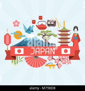 Le Japon historique du design. Illustration de Vecteur