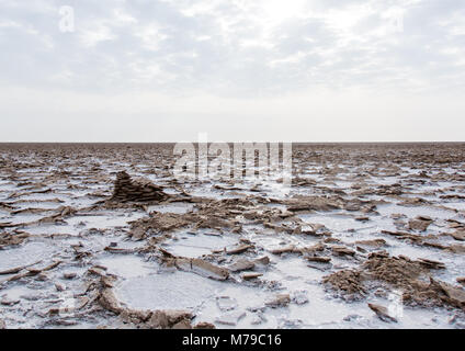 L'extraction du sel dans la dépression de Danakil, Dallol région Afar, Ethiopie, Banque D'Images