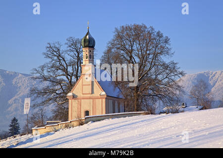 'Chapelle' Ramsachkircherl à Murnau au lac Staffelsee, Upper Bavaria, Bavaria, Germany, Banque D'Images