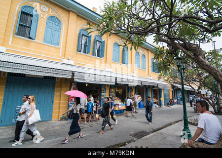 La vieille ville coloniale à tha chang dans la ville de Bangkok en Thaïlande. Thaïlande, Bangkok, novembre, 2017 Banque D'Images