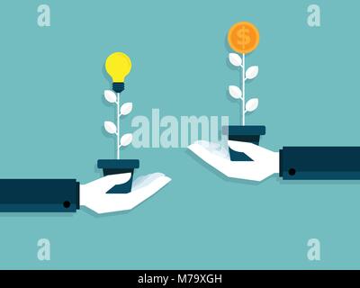 Illustration de l'idée, c'est de l'argent part à l'idée de l'ampoule change money tree business concept Illustration de Vecteur