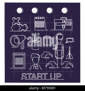 Une ligne design de concept de démarrage, les icônes d'illustration vectorielle Illustration de Vecteur