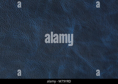 La texture de cuir vintage bleu foncé sur macro. Banque D'Images
