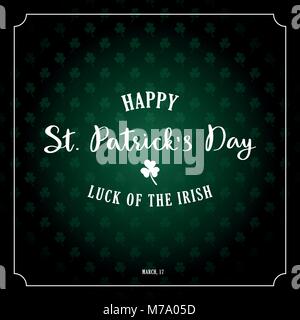 Saint Patrick's Day rétro arrière avec lettrage et trèfle. Vintage Vector typographie design. Illustration de Vecteur