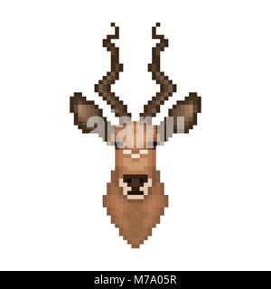 Tête d'antilope en pixel art style. Vector illustration. Illustration de Vecteur