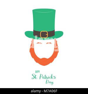 Farfadet irlandais avec Red Beard. Vector illustration. Illustration de Vecteur