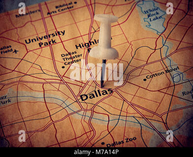 Dans la carte de destination de Dallas Banque D'Images