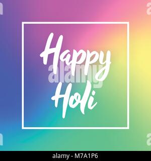 Happy Holi lettrage dessiné à la main la phrase. Modèle de conception ancienne, bannières web, annonce, invitation à une fête, l'article, carte de vœux. Illustration de Vecteur
