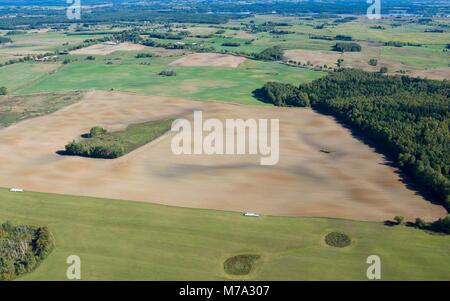 Vue aérienne de la belle campagne de Mazurie, Pologne Banque D'Images