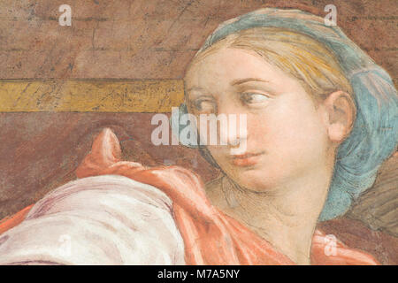 Sibylle phrygienne par Raphael - Détail de la sibylles recevoir un enseignement de Angels - Santa Maria della Pace - Rome Banque D'Images