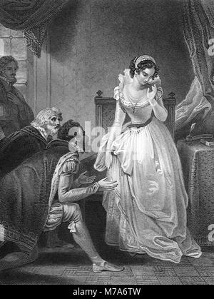 Lady Jane Grey refusant la Couronne. Lady Jane Grey, régna en tant que reine d'Angleterre pendant 9 jours en 1553. Banque D'Images