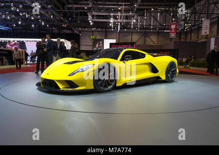 La Hennessey Venom F5 au salon de l'Automobile de Genève à Palexpo le centre des congrès, le 07 mars 2018 à Genève, Suisse Banque D'Images