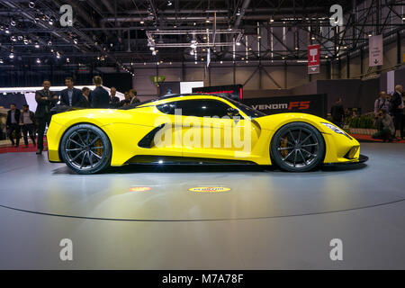 La Hennessey Venom F5 au salon de l'Automobile de Genève à Palexpo le centre des congrès, le 07 mars 2018 à Genève, Suisse Banque D'Images