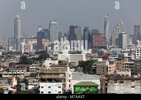 Pom Prap Sattru Phai District Skyline et Siam Square, vue à partir de la montagne d'or, Bangkok, Thaïlande Banque D'Images