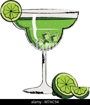 Cocktail vert avec une tranche de citron Illustration de Vecteur