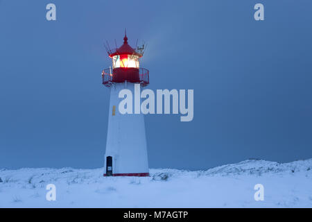 Phare de l'Ouest dans l'Ellenbogen, Liste, l'île de Sylt, Frisons du nord, Schleswig - Holstein, Allemagne, Banque D'Images