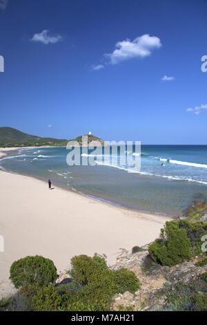 Italie, Sardaigne, Sardaigne du Sud, côte sud, Chia, Baia Chia, Torre di Chia, Spiaggia, Costa del Sud, Banque D'Images