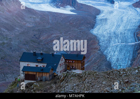 Autriche, Tyrol, Ötztal, Obergurgl, Ramolhaus, vue de l'Ramolhaus et la Gurgler Ferner Banque D'Images