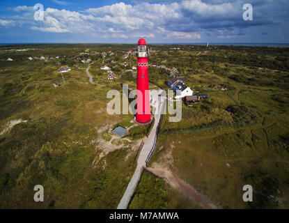 Phare sur l'île de Schiermonnikoog, Pays-Bas, vues aériennes Banque D'Images