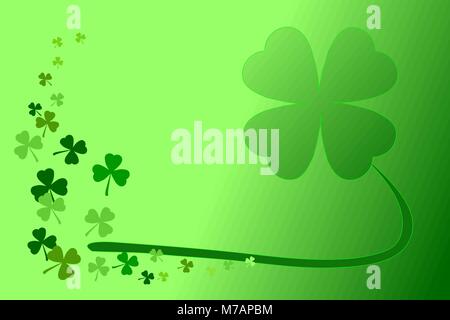 Heureux Saint Patricks day. Le trèfle irlandais sur fond dégradé vert. Vector illustration. Illustration de Vecteur