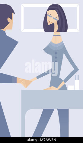 Two businesswomen shaking hands in office Banque D'Images