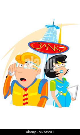 Portrait d'un homme et une femme debout devant un bâtiment Banque D'Images