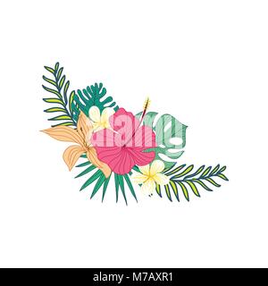 La main d'Hibiscus fleur tropicale Symbole Vecteur Composite Design Graphique Illustration de Vecteur