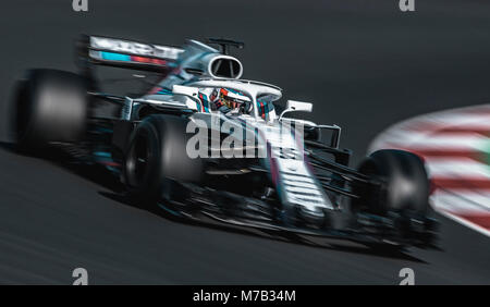 Barcelone, Espagne. 9 mars, 2018 : SERGEY SIROTKIN (RUS) disques durs dans sa Williams FW41 au cours de la septième journée de la Formule 1 les essais au Circuit de Catalunya Crédit : Matthias Rickenbach/Alamy Live News Banque D'Images