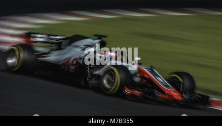 Barcelone, Espagne. 9 mars, 2018 : Romain Grosjean (FRA) entraîne dans son Haas VF-18 pendant sept jours de la Formule 1 les essais au Circuit de Catalunya Crédit : Matthias Rickenbach/Alamy Live News Banque D'Images