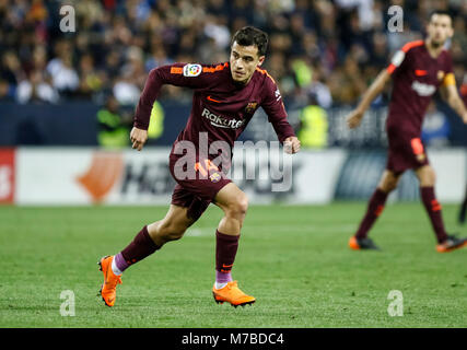 Malaga, Espagne. 9 mars, 2018. LaLiga match de football entre Malaga CF vs FC Barcelone à la stade La Rosaleda. © ABEL F. ROS/Alamy Live News Banque D'Images