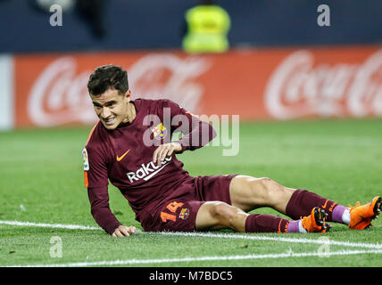 Malaga, Espagne. 9 mars, 2018. LaLiga match de football entre Malaga CF vs FC Barcelone à la stade La Rosaleda. © ABEL F. ROS/Alamy Live News Banque D'Images