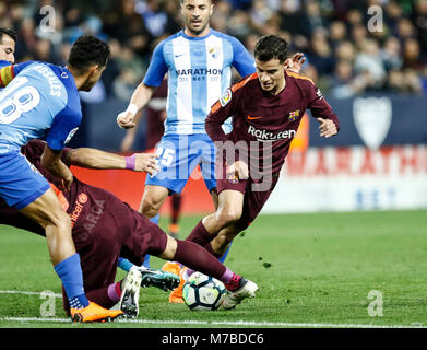 Malaga, Espagne. 9 mars, 2018. LaLiga match de football entre Malaga CF vs FC Barcelone à la stade La Rosaleda. © ABEL F. ROS/Alamy Live News Banque D'Images