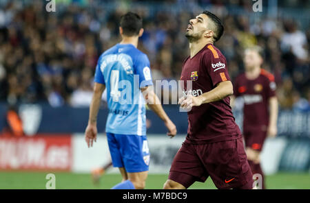 Malaga, Espagne. 9 mars, 2018. LaLiga match de football entre Malaga CF vs FC Barcelone à la stade La Rosaleda. © ABEL F. ROS/Alamy Live News Banque D'Images