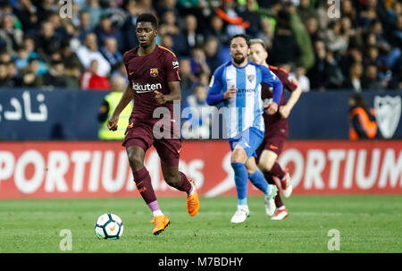 Malaga, Espagne. 9 mars, 2018. LaLiga match de football entre Malaga CF vs FC Barcelone à la stade La Rosaleda. © ABEL F. ROS/Alamy Live News Banque D'Images