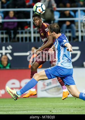 Malaga, Espagne. 9 mars, 2018. LaLiga match de football entre Malaga CF vs FC Barcelone à la stade La Rosaleda. © ABEL F. ROS/Alamy Live News Banque D'Images