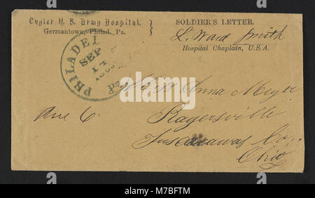 La guerre civile avec le message de l'enveloppe de la lettre "Soldat" de l'hôpital de l'armée américaine Cuyler, Germantown, Philadelphie, Pennsylvanie, signé par L. Ward Smith, aumônier de l'hôpital RCAC2011648579 Banque D'Images