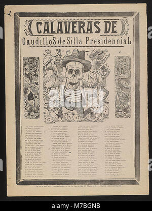 Une représentation de Calaveras, représentant des dirigeants politiques (caudillos), souvent associés à la tradition mexicaine de Día de los Muertos (jour des morts), et leur lien avec des personnalités dirigeantes. Banque D'Images