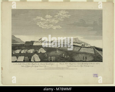 Cette image historique représente Fort Royal sur l'île de Guadaloupe, vu du nord, quand il était sous contrôle britannique en 1759 pendant la guerre de sept ans. Banque D'Images