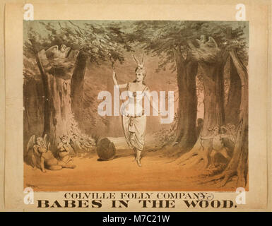 Une illustration représentant le conte de fées classique « Babes in the Wood », mettant en scène deux enfants abandonnés dans les bois, une scène du récit traditionnel. Banque D'Images