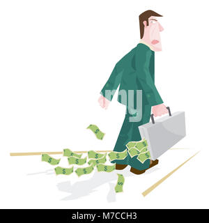 Portrait d'un homme transportant une mallette de billets de banque américains Banque D'Images