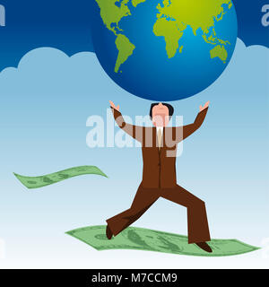 Businessman carrying a globe Banque D'Images