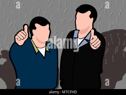 Deux hommes d'affaires faisant des signes Thumbs up Banque D'Images
