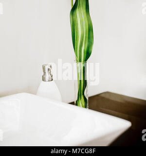 Vase avec un lavabo dans la salle de bains Banque D'Images