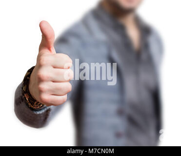Pouce humain dans un geste d'approbation symbolique Thumbs up Banque D'Images