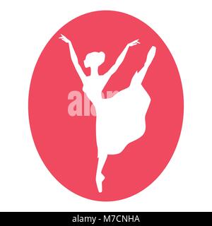 Emblème de danse ballet studio avec silhouette ballerine Illustration de Vecteur